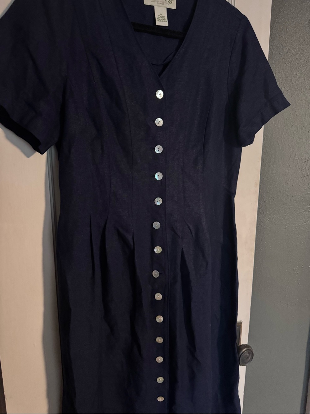 Orvis Vintage Linen Button-down Cottage Navy Women’s Dress Size 8 - Picture 3 of 7